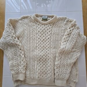 Aran Crafts Ivory Cable Knit Pullover